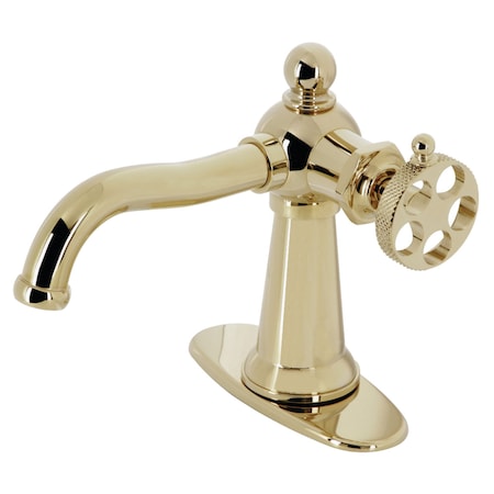 Kingston Brass KSD3542RKX Single-Handle Bathroom Faucet with Push Pop-Up, Polished Brass KSD3542RKX